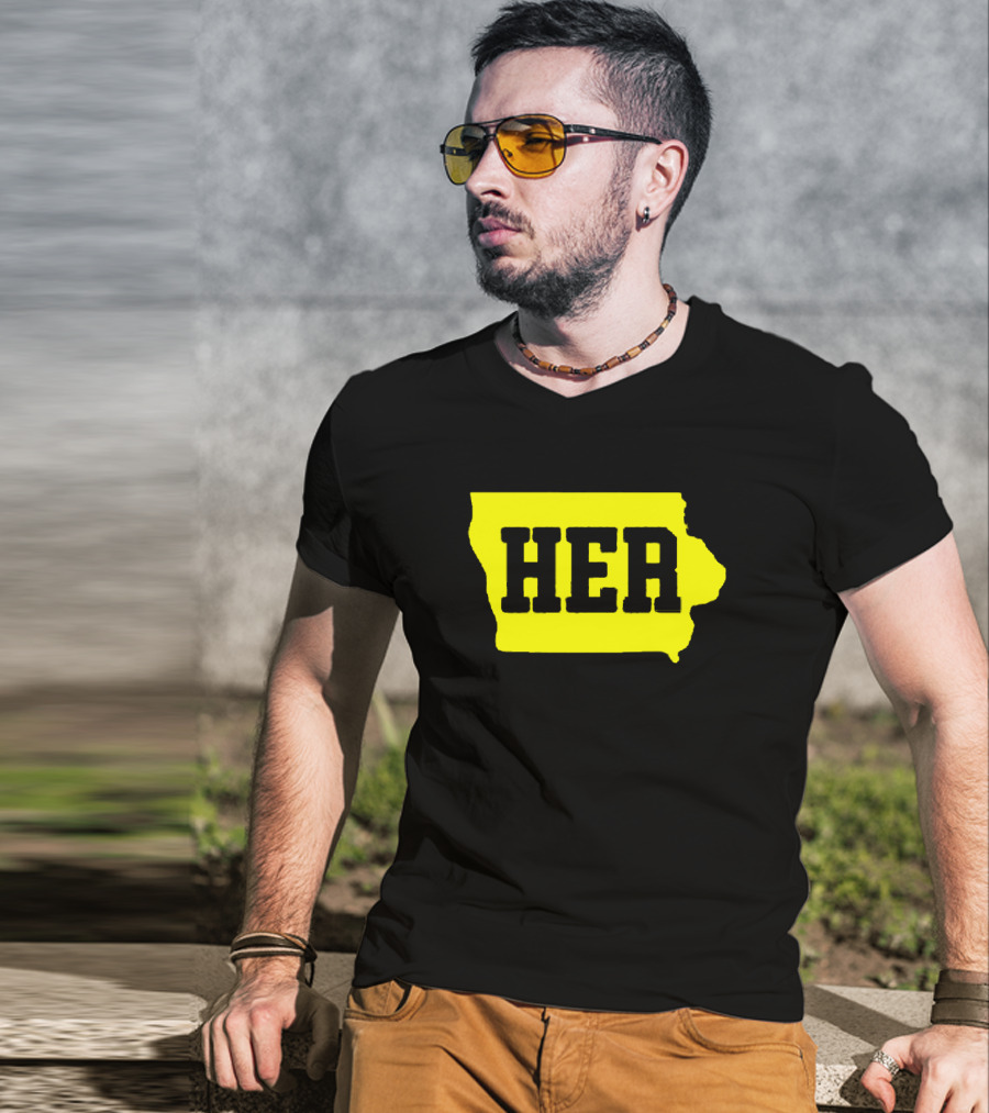 Dave Portnoy Hawkeye HER Caitlin Clark Iowa Map T-Shirt
