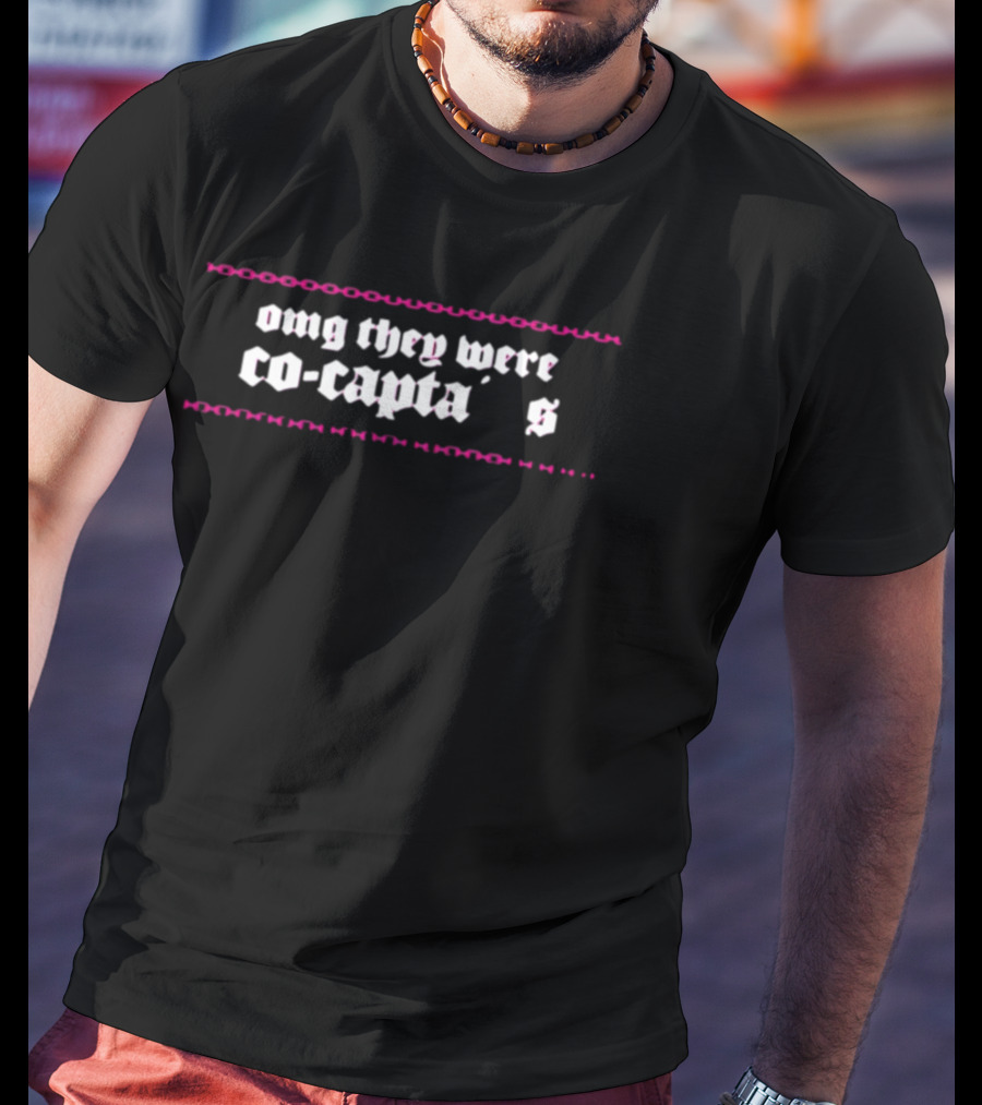 Omg They Were Co-Captains Text With Pink And Black Accents T-Shirt