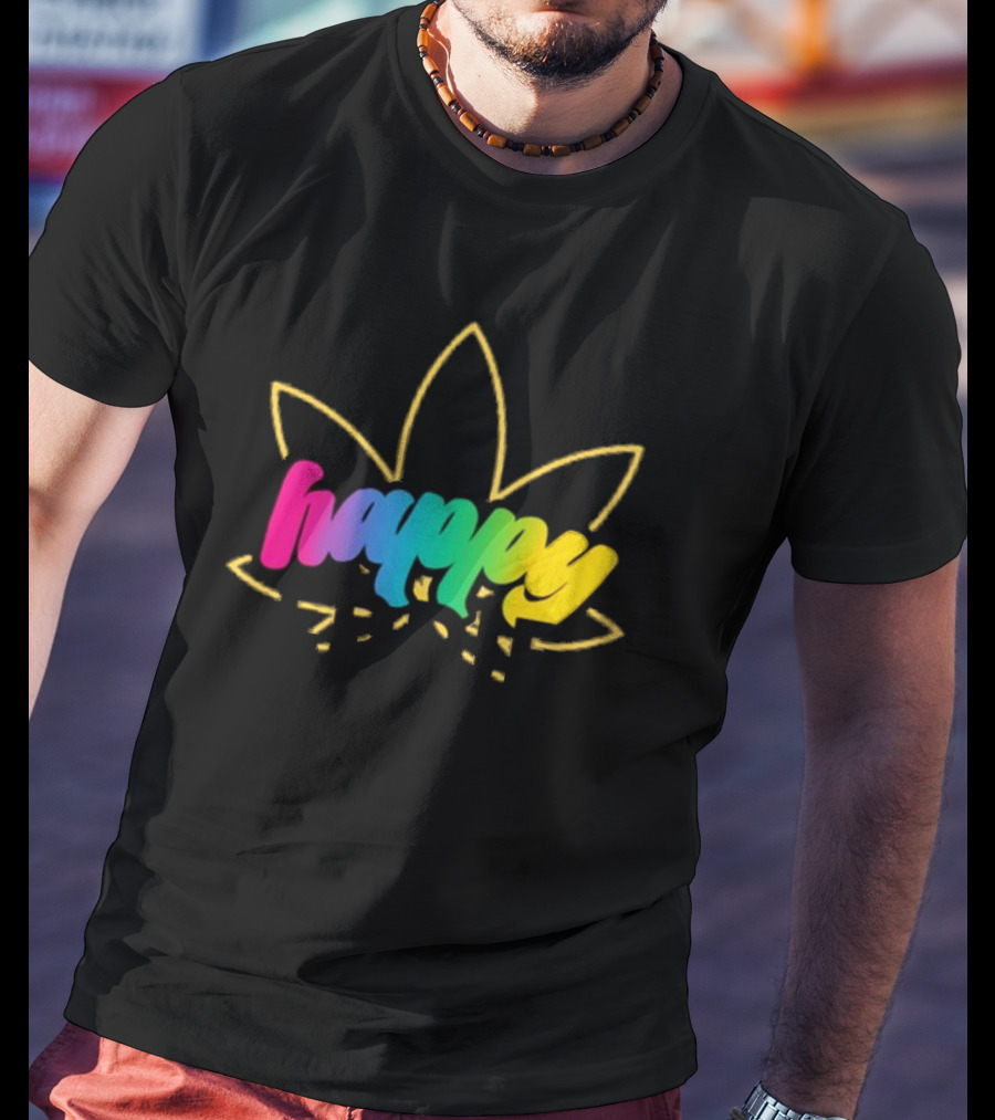 Happy Eddie Freestyle Rainbow Font Leaf T-Shirt