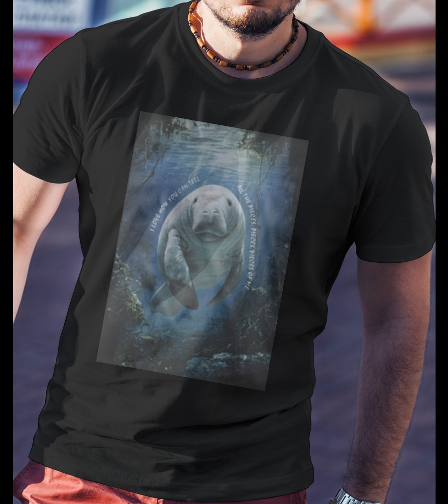 Waveygoods I Love How You Can Tell All The Pieces Pieces Pieces Of Me Manatee Ocean Scene T-Shirt