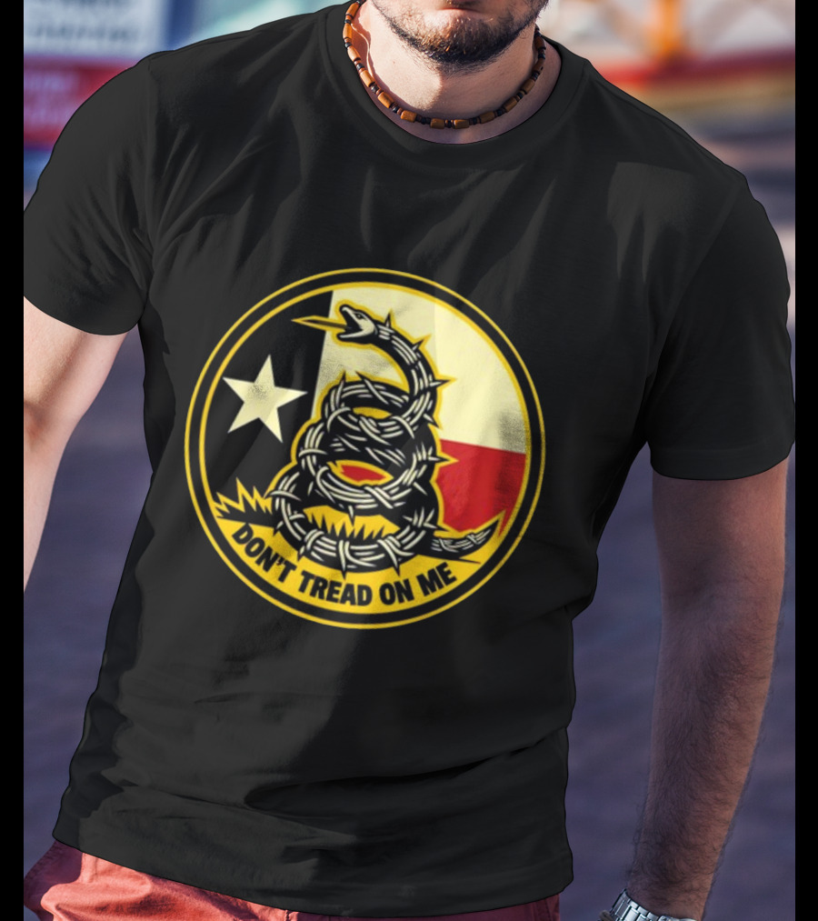 Don't Tread On Me Barbed Snake With Texas Flag Star T-Shirt