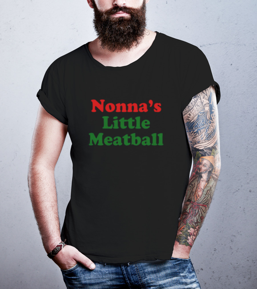 Nonna's Little Meatball Text In Festive Red And Green T-Shirt