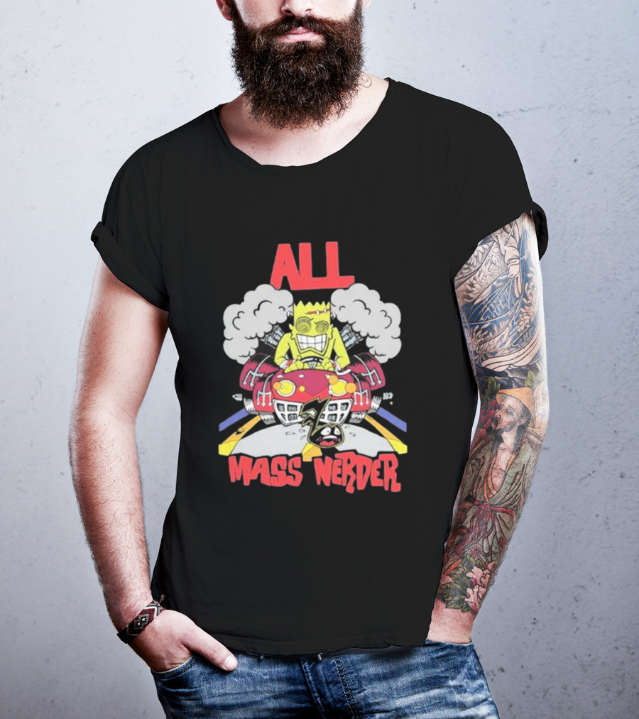 ALL Mass Nerder Cartoon Character Racing Machine T-Shirt