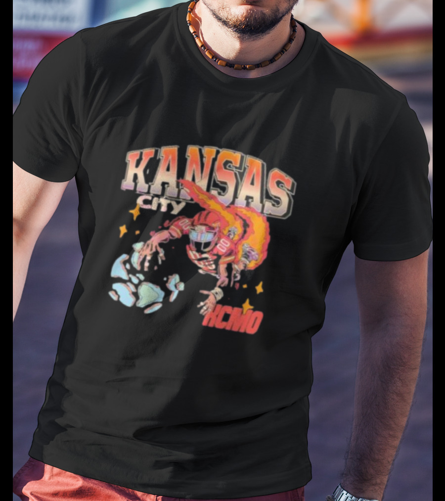 Kansas City Football Player KCMO Chiefs Mascot T-Shirt