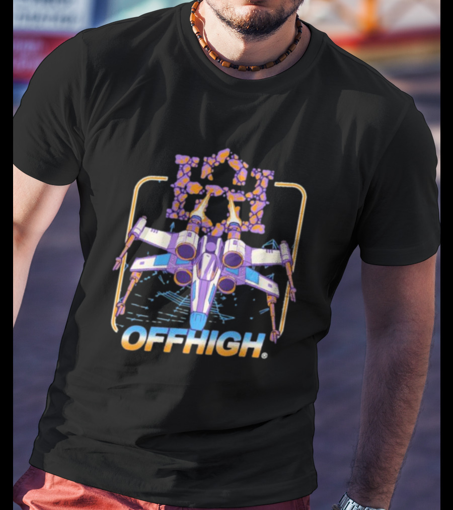 Offhigh Skywalker Spaceship Adventure Retro Neon T-Shirt