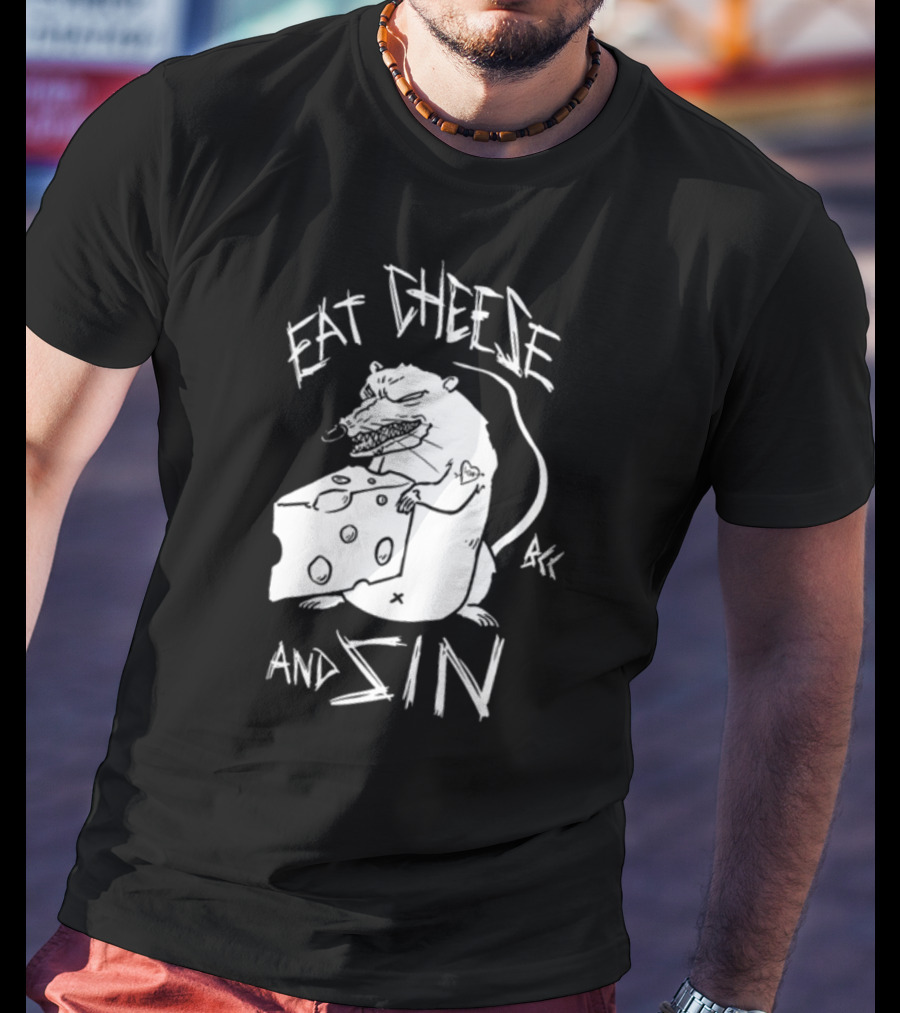 Blackcraft Cult Eat Cheese And Sin Rat Illustration BCC Text T-Shirt