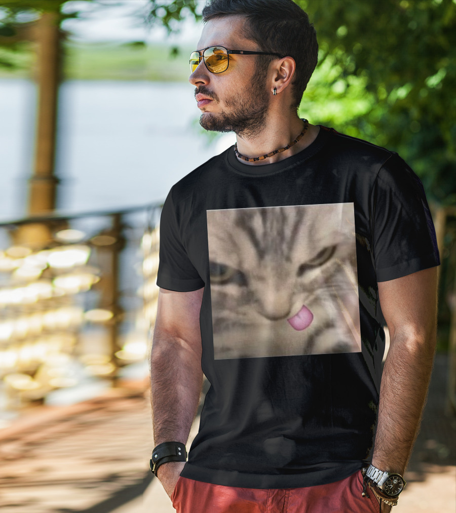 Sillyteestudio Silly Kitten Funny Cute Tongue Out Cat Meme T-Shirt