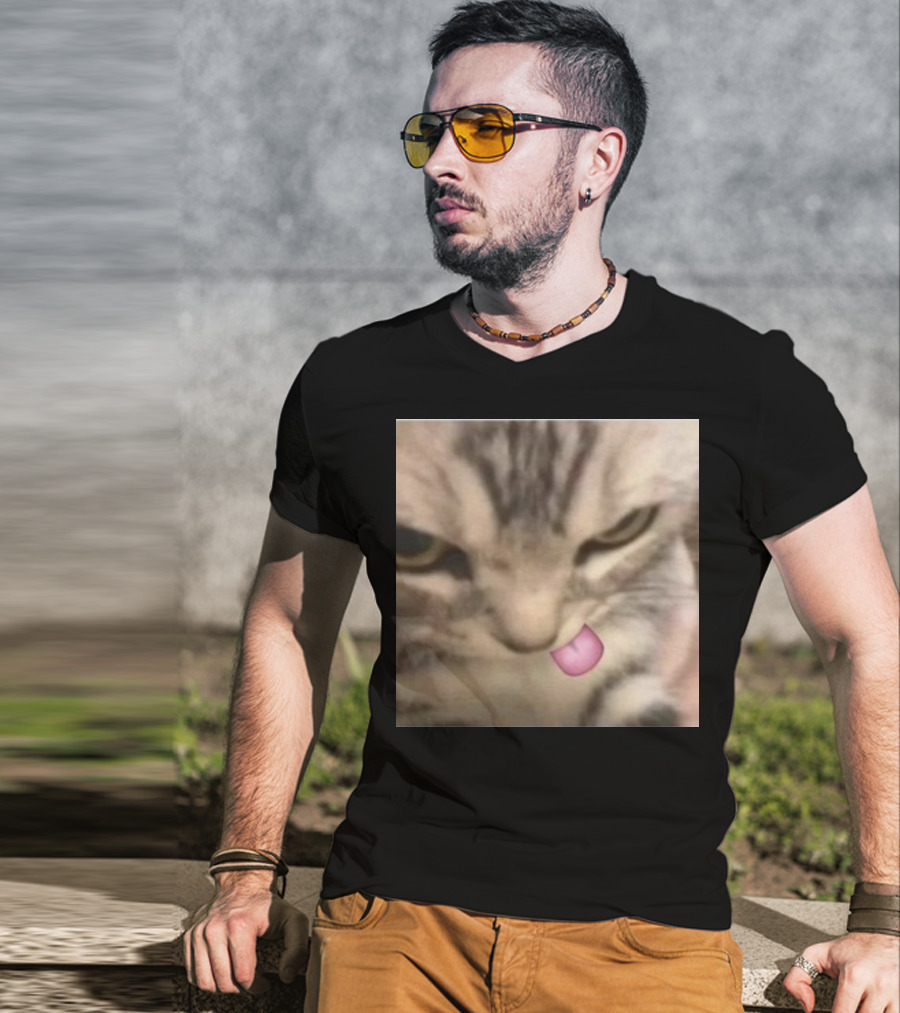 Sillyteestudio Silly Kitten Funny Cute Tongue Out Cat Meme T-Shirt