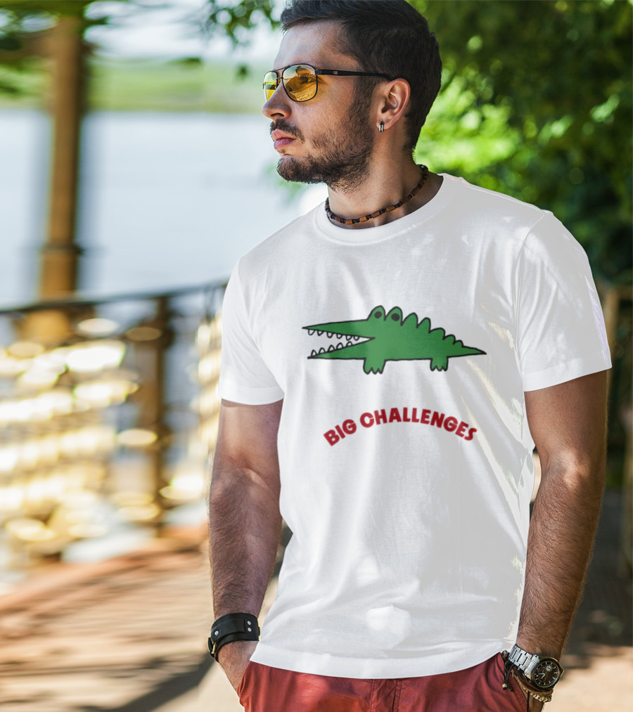 Big Challenges Green Crocodile Cartoon T-Shirt