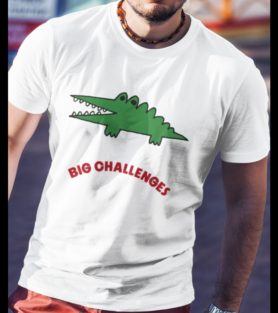 Big Challenges Green Crocodile Cartoon T-Shirt