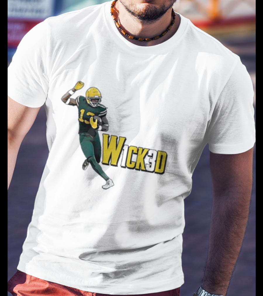 W1ck3d Football Player Yellow Helmet Green Jersey 13 T-Shirt
