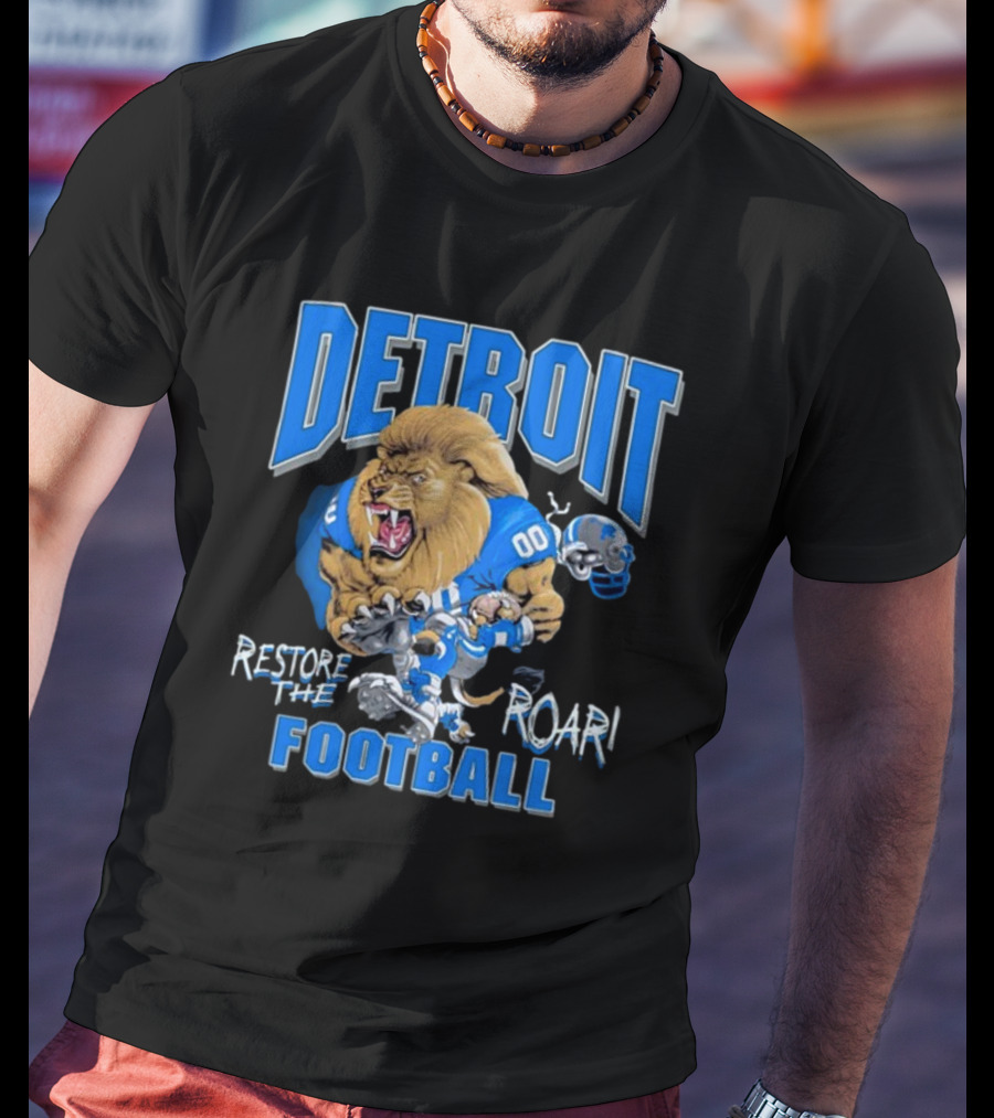 Detroit Restore The Roar Football Lion Player T-Shirt