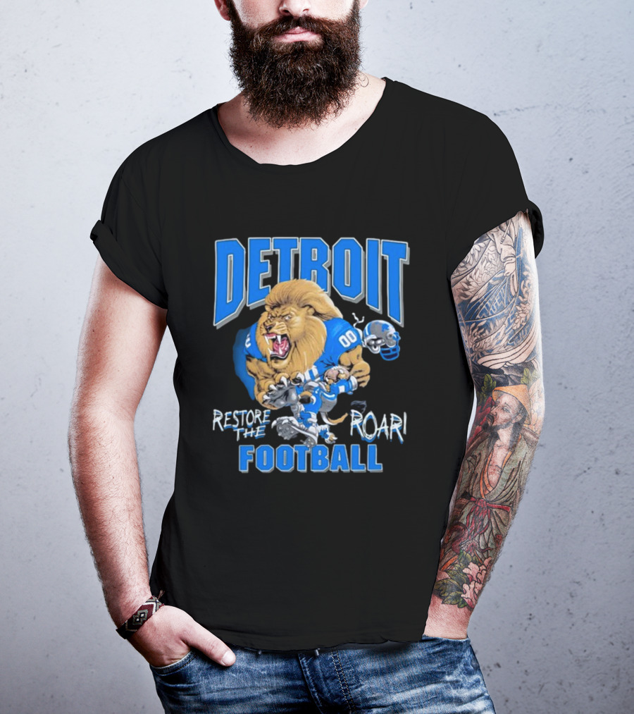 Detroit Restore The Roar Football Lion Player T-Shirt