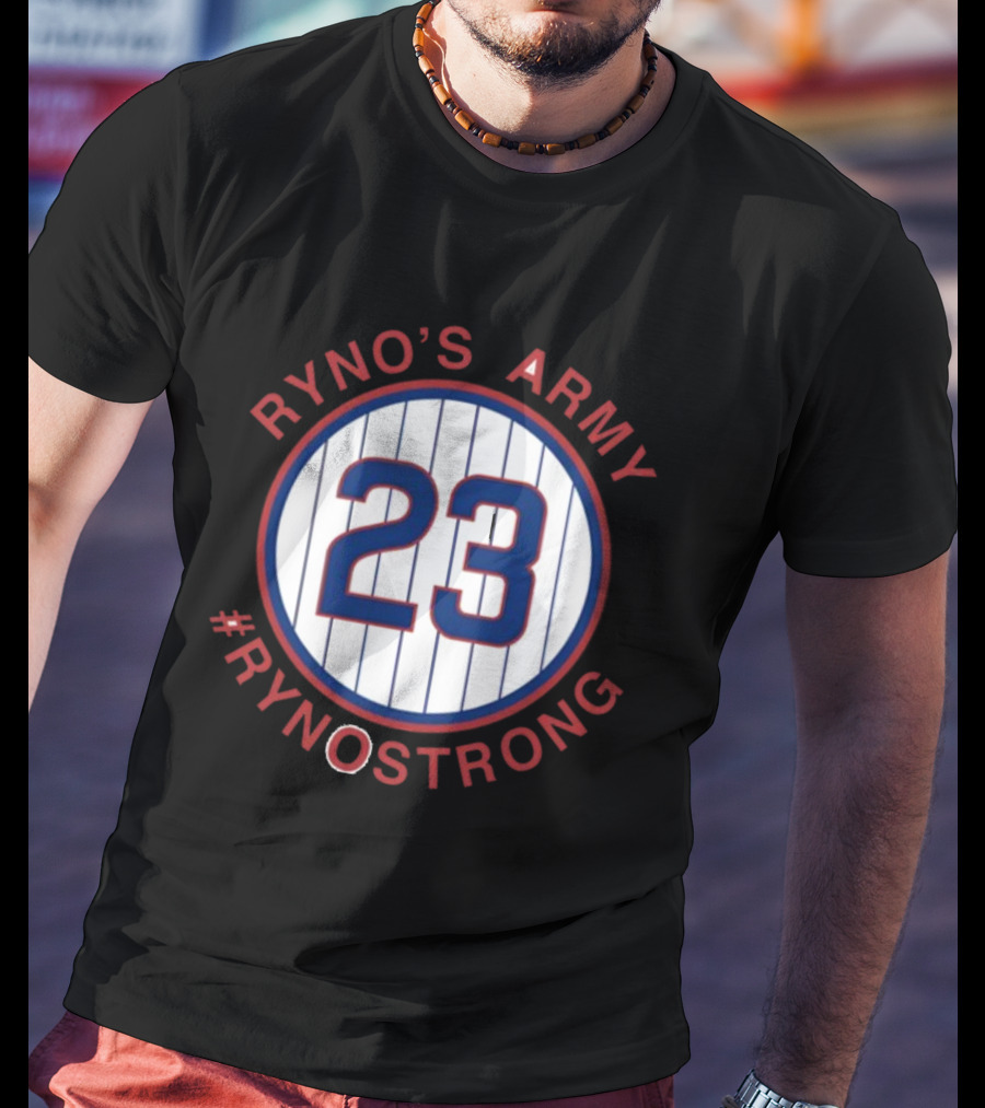 Ryno's Army 23 #RynoStrong Circle Logo White Pinstripes T-Shirt