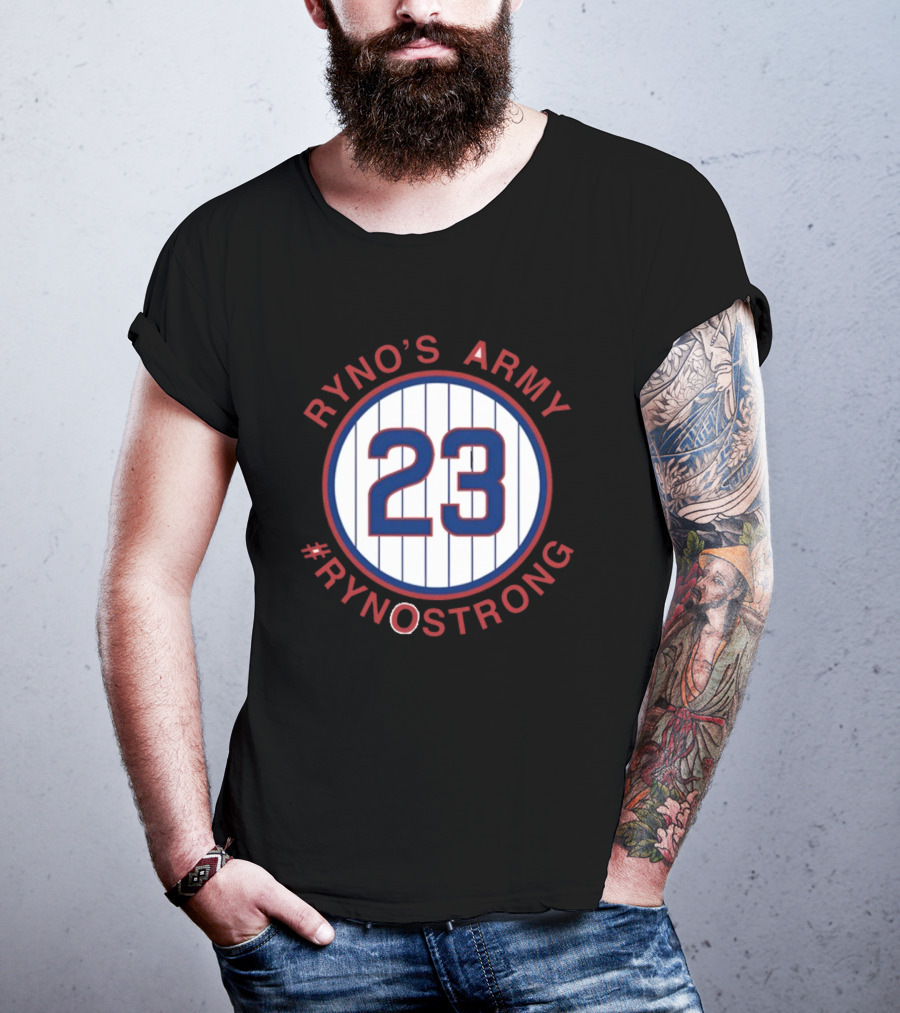 Ryno's Army 23 #RynoStrong Circle Logo White Pinstripes T-Shirt