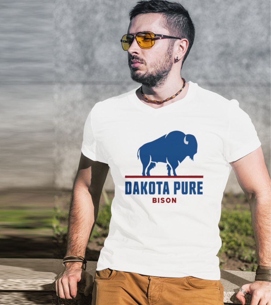 Shawn Baker Dakota Pure Bison Blue Icon Bison Red Line T-Shirt