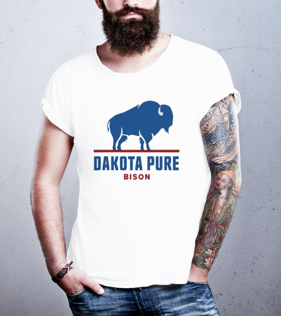 Shawn Baker Dakota Pure Bison Blue Icon Bison Red Line T-Shirt
