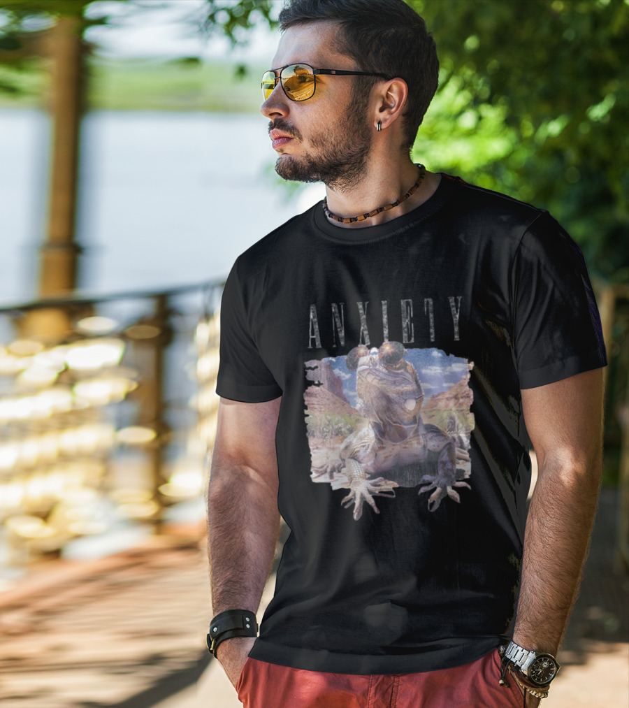 Waveygoods Anxiety Lizard Sunglasses Desert Landscape No Rules T-Shirt