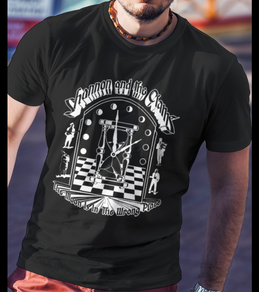 Shannon And The Clams The Moon Is In The Wrong Place Checkerboard Timepiece T-Shirt