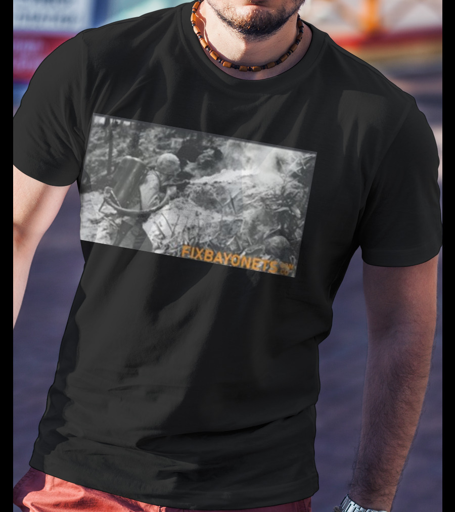 Fix Bayonets WWII Flamethrower Soldier Scene T-Shirt