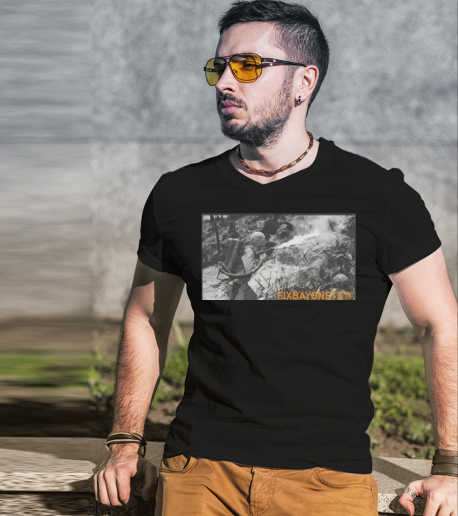 Fix Bayonets WWII Flamethrower Soldier Scene T-Shirt