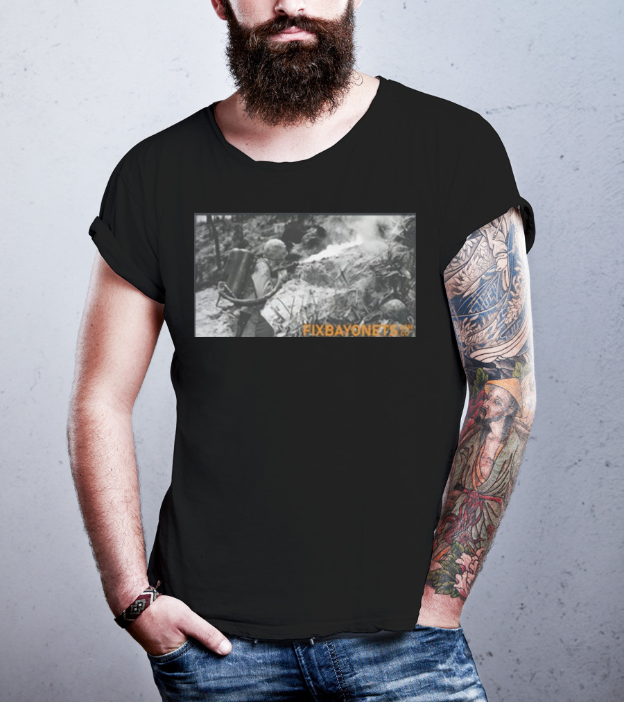 Fix Bayonets WWII Flamethrower Soldier Scene T-Shirt