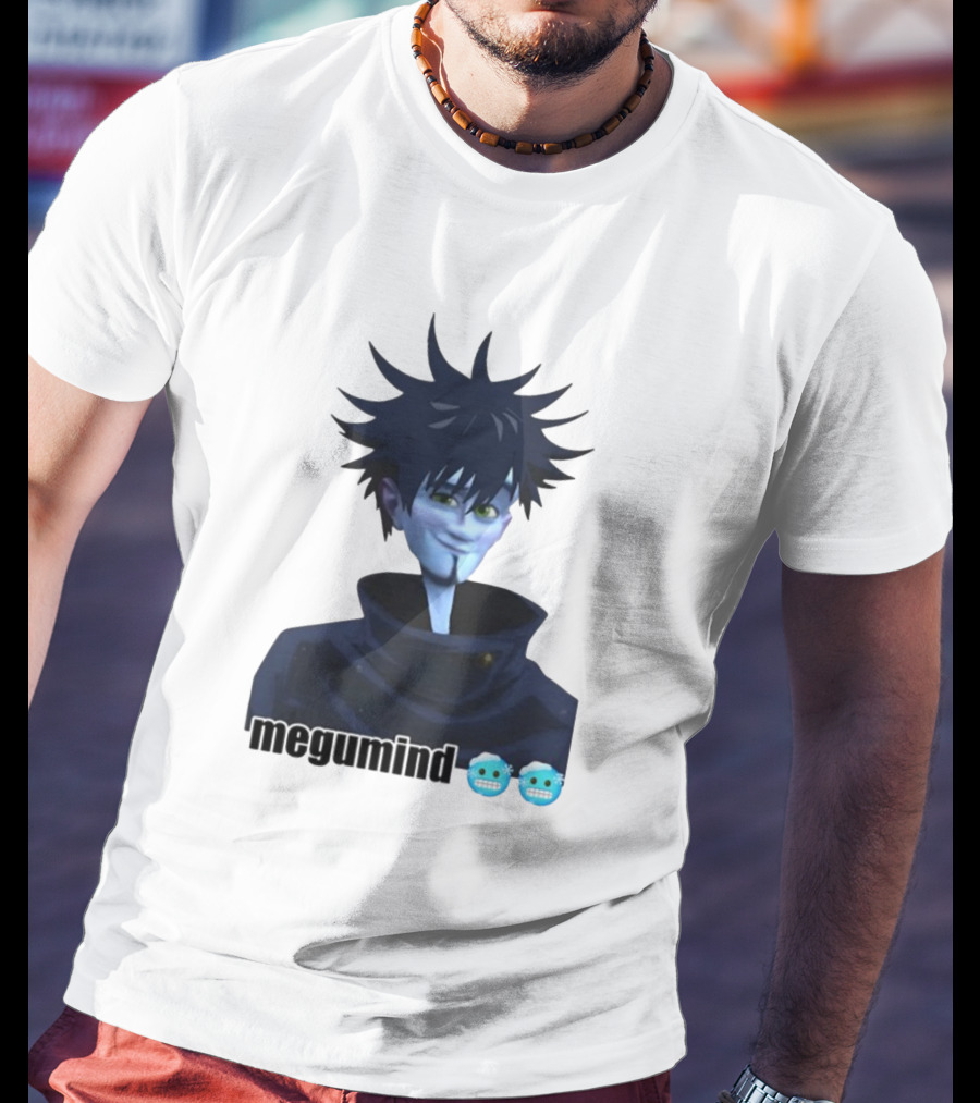 Spiky Haired Megumind Blue Emoji Face T-Shirt