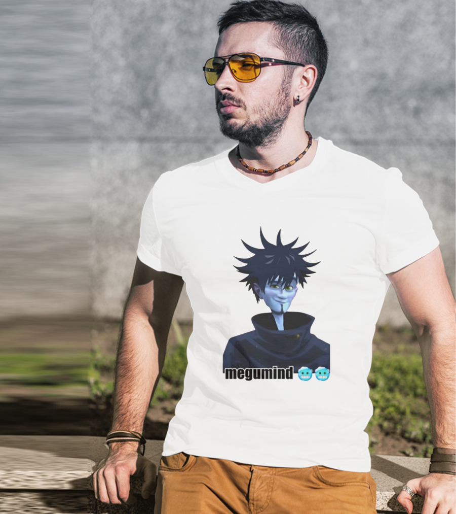 Spiky Haired Megumind Blue Emoji Face T-Shirt