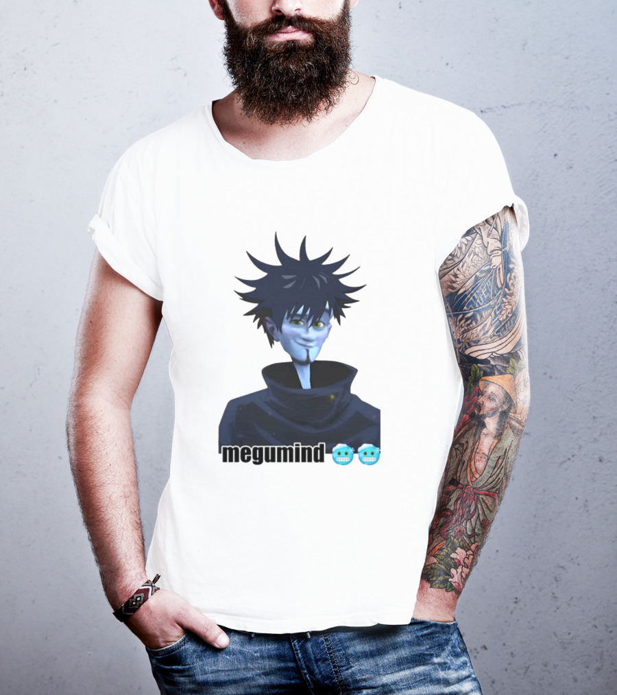 Spiky Haired Megumind Blue Emoji Face T-Shirt