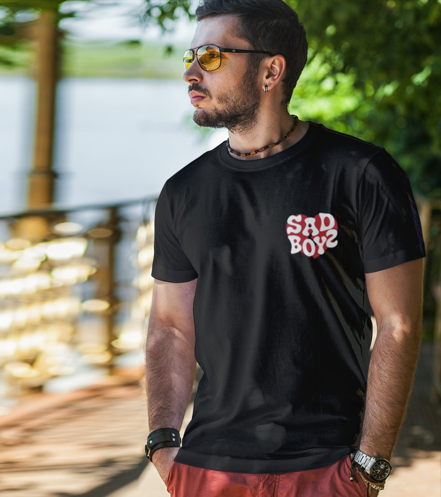 Sad Boyz Heart Logo Red And White Contrast T-Shirt