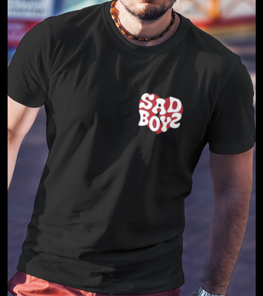 Sad Boyz Heart Logo Red And White Contrast T-Shirt