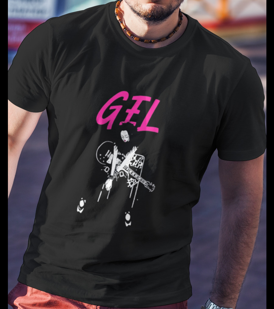 GELHARDCORE GEL NANA Guitar Girl Graphic Pink Lettering T-Shirt
