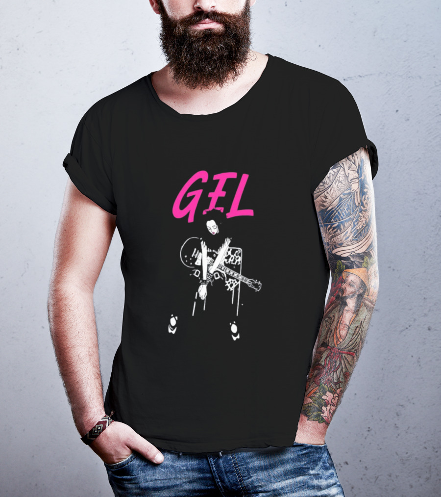 GELHARDCORE GEL NANA Guitar Girl Graphic Pink Lettering T-Shirt