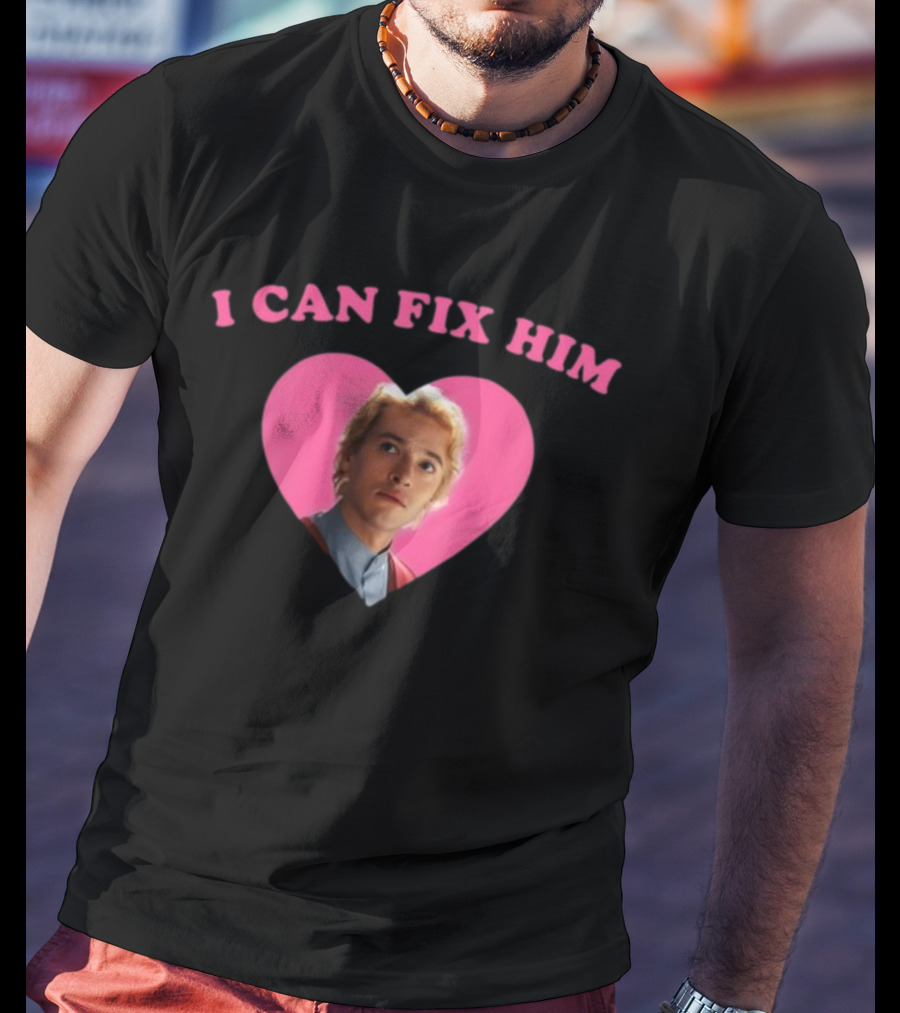 I Can Fix Him Heart Pink Background Tom Blyth T-Shirt