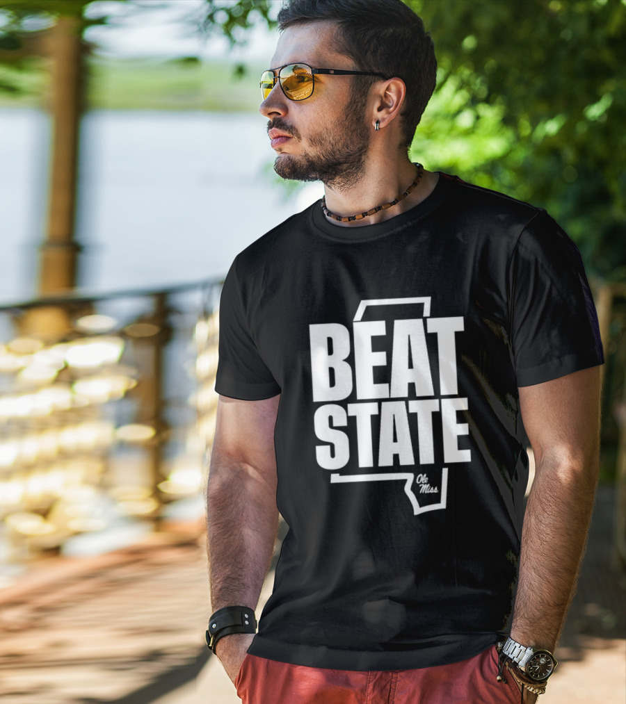 Beat State Ole Miss Mississippi Outline T-Shirt