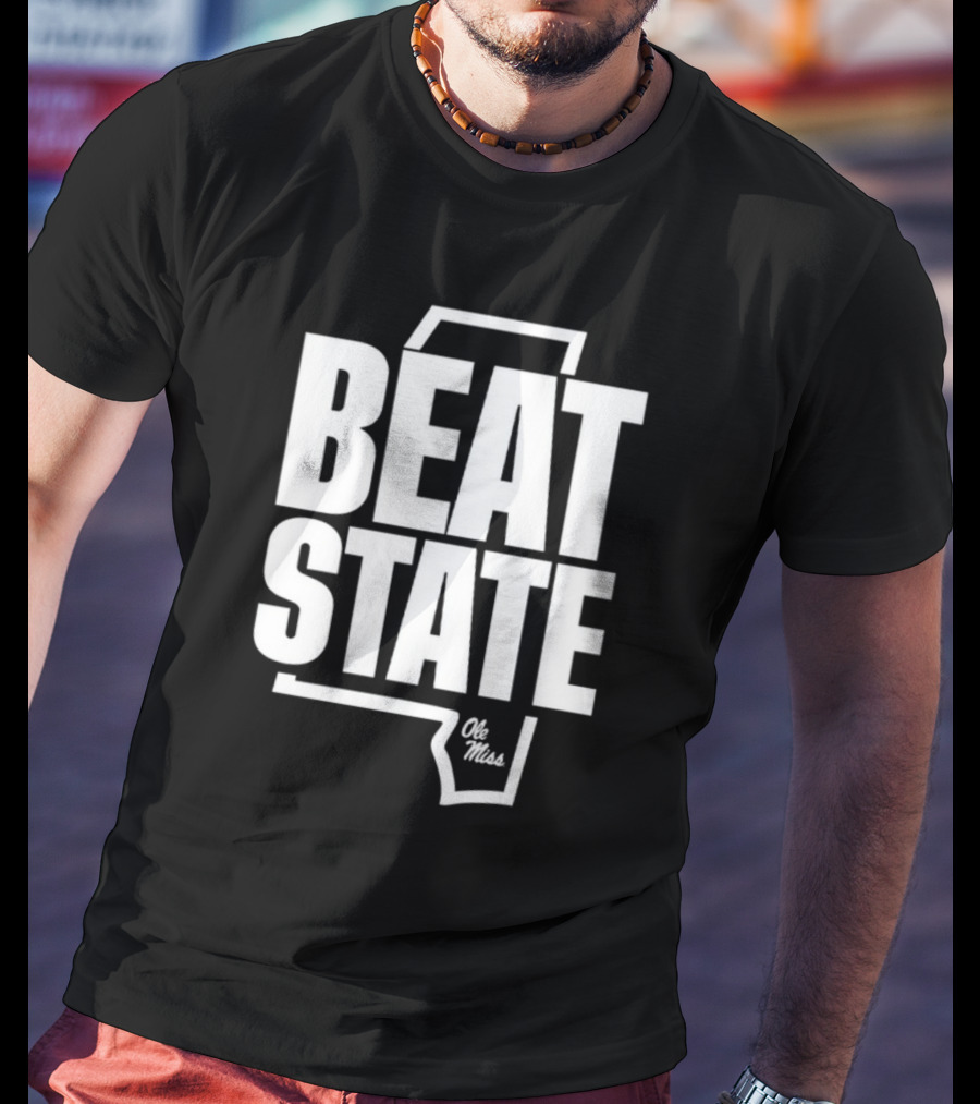 Beat State Ole Miss Mississippi Outline T-Shirt