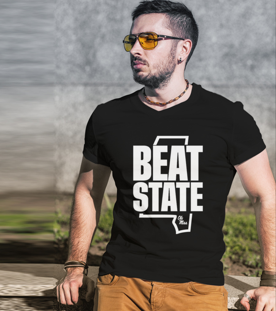 Beat State Ole Miss Mississippi Outline T-Shirt