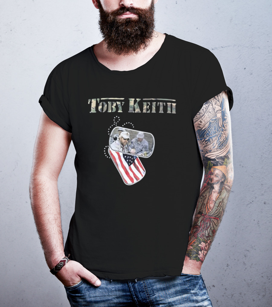 Toby Keith Camo Never Apologize Dog Tag American Flag T-Shirt