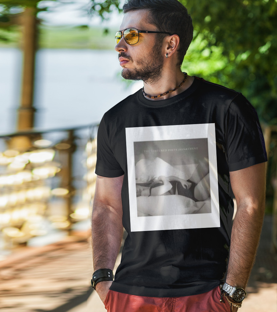 The Tortured Poets Department Lying Down Black And White Photograph T-Shirt