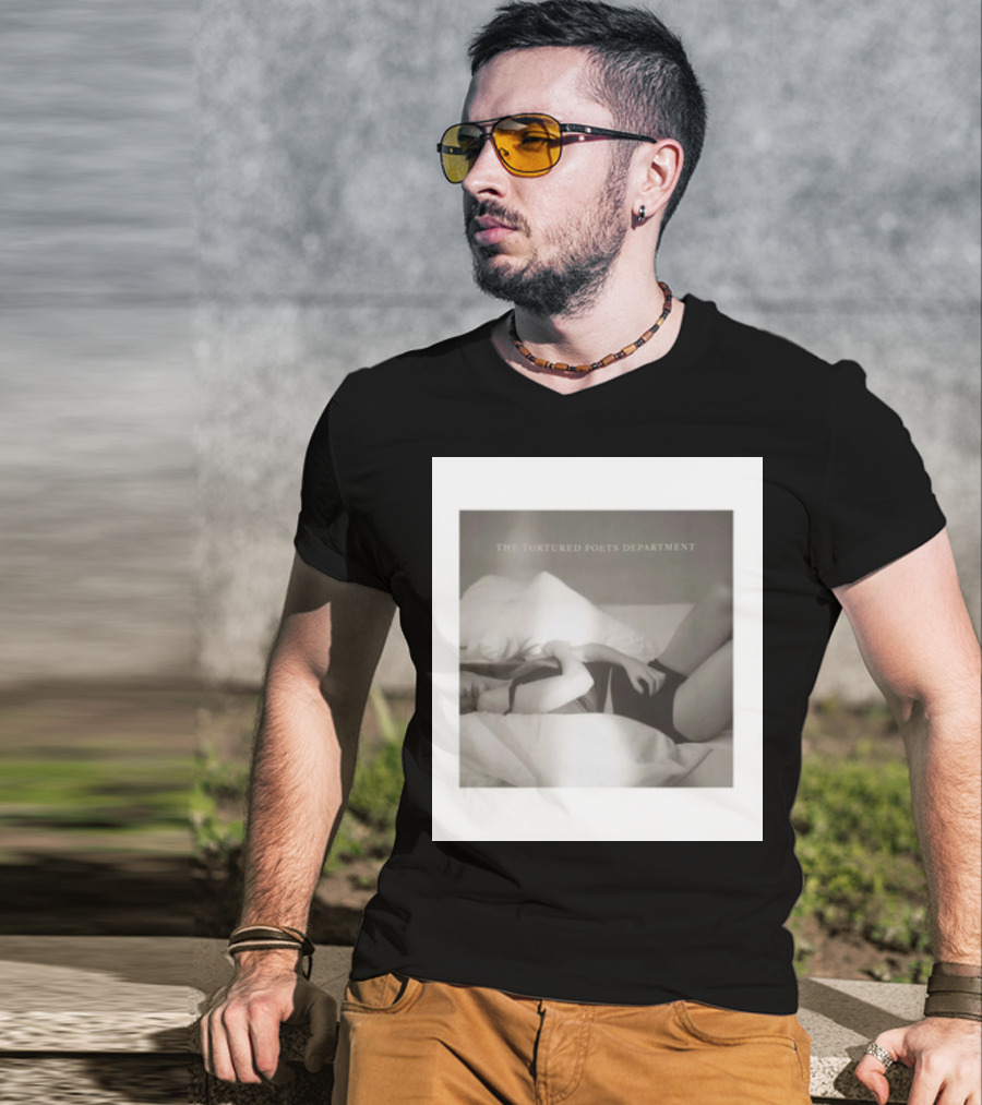 The Tortured Poets Department Lying Down Black And White Photograph T-Shirt
