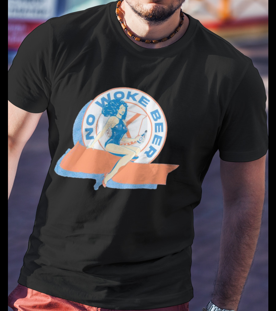 No Woke Beer Retro Pin-Up Style Beverage T-Shirt