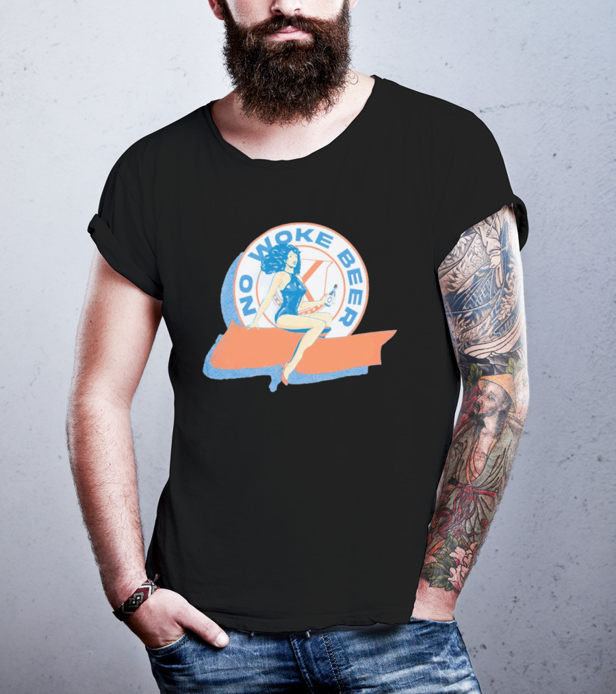 No Woke Beer Retro Pin-Up Style Beverage T-Shirt