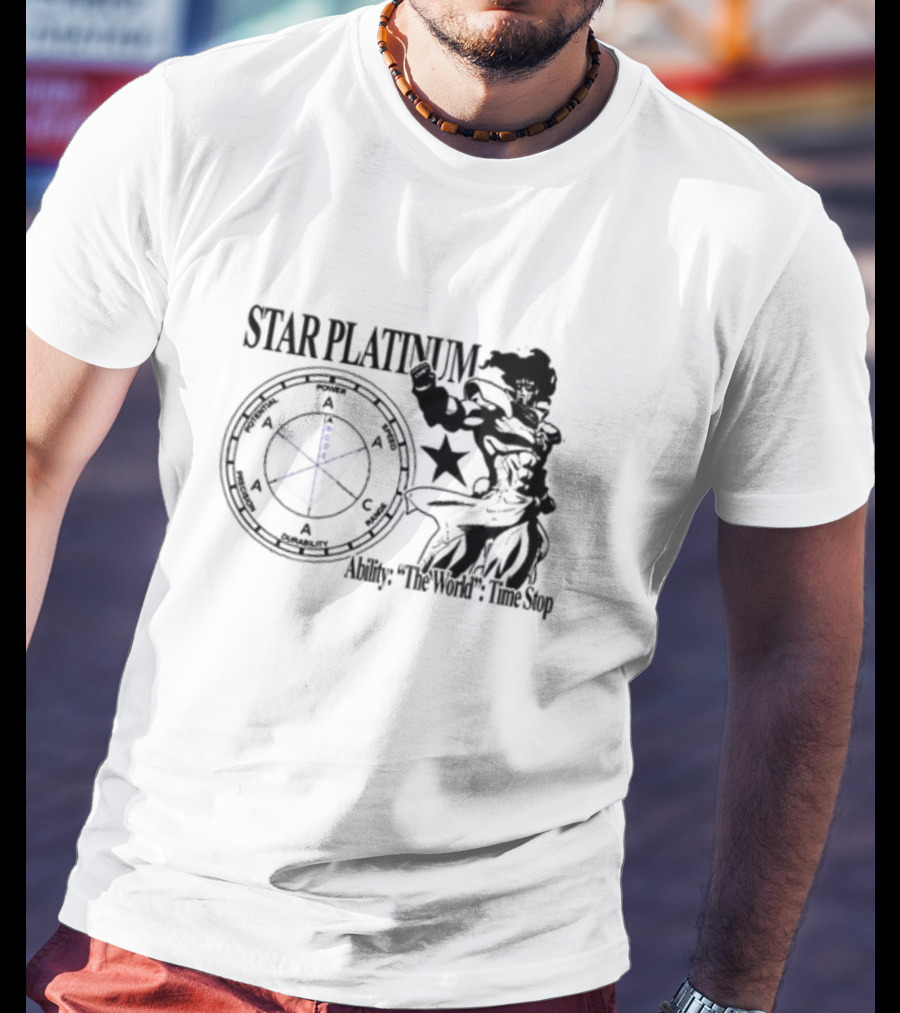 Star Platinum Ability The World Time Stop Diagram And Heroic Pose T-Shirt