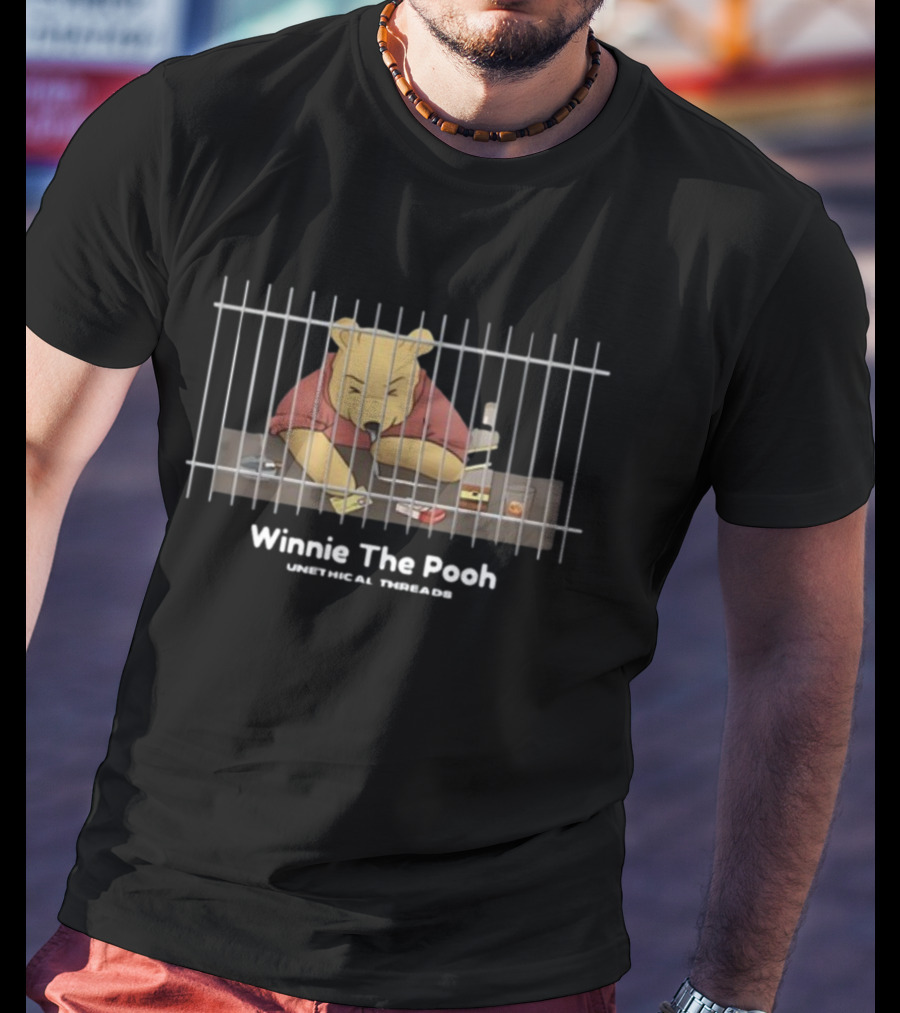 Winnie The Pooh Unethical Threads Prison Bars Gambling Drink T-Shirt