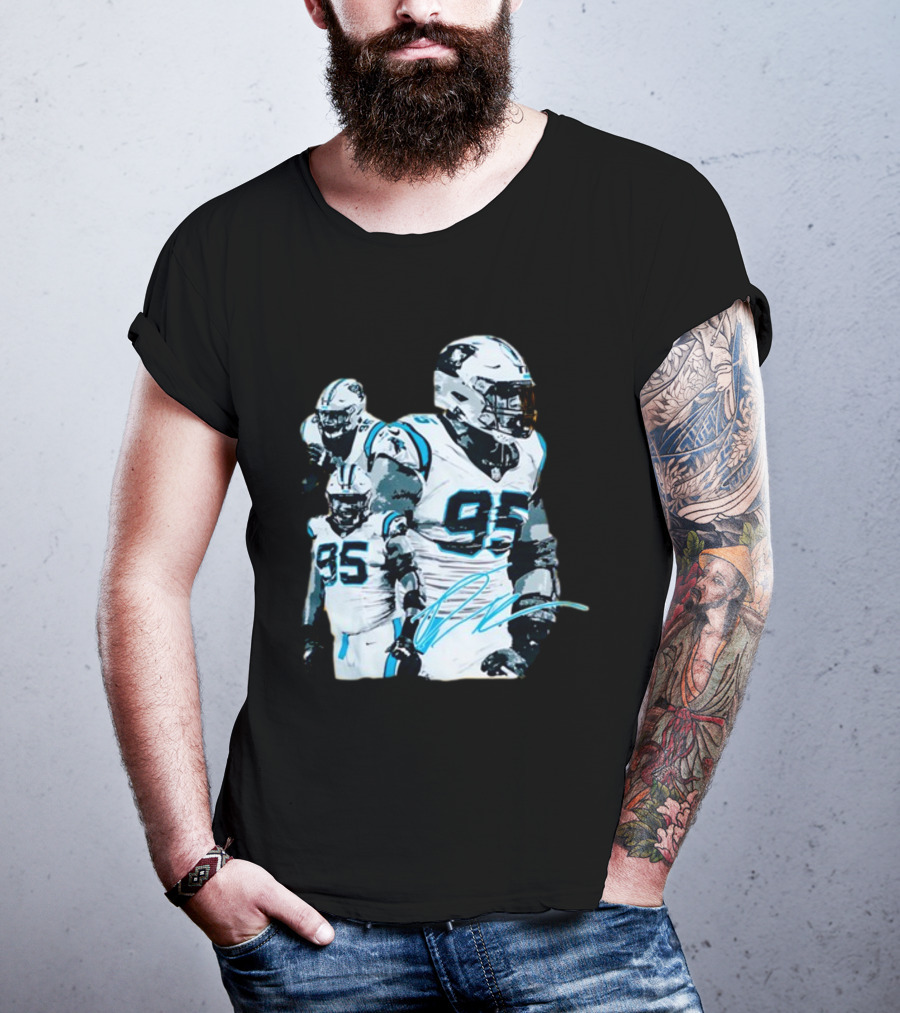 Kai Brown Wearing Carolina Panthers Derrick Brown 95 NFL Football T-Shirt