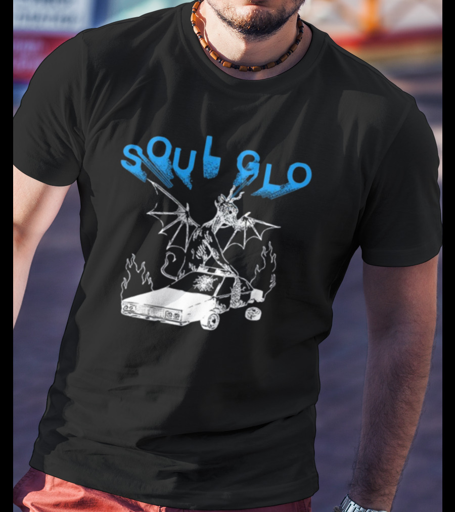 Soul Glo Dragon With Crashed Car And Flames T-Shirt