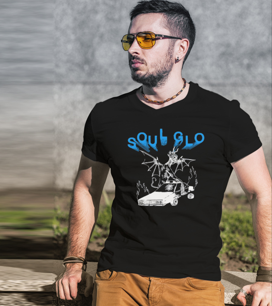 Soul Glo Dragon With Crashed Car And Flames T-Shirt