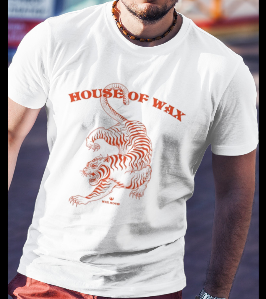 House Of Wax Tiger Wax Motif Striped Roaring Tiger T-Shirt