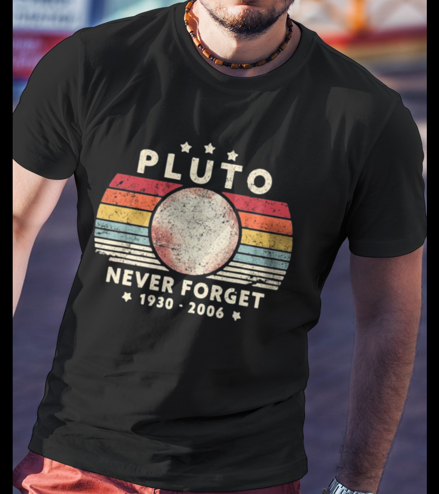 George Springer Pluto Never Forget 1930 2006 Retro Stripes T-Shirt