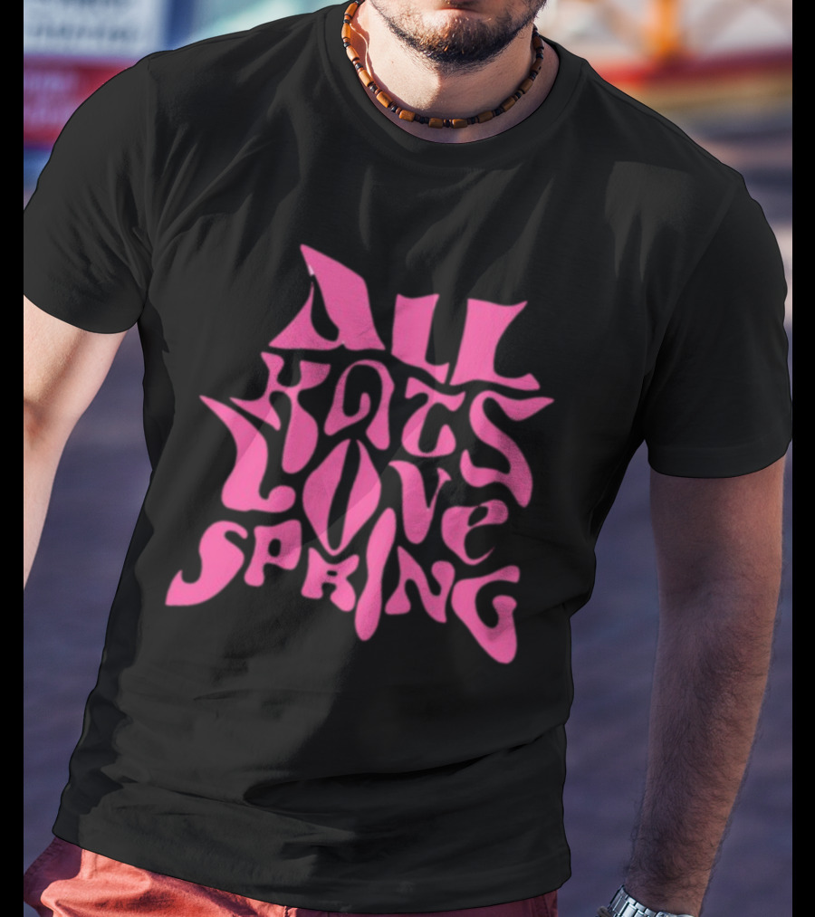 Madkat Mr. Kat All Kats Love Spring Groovy Pink Phrase T-Shirt